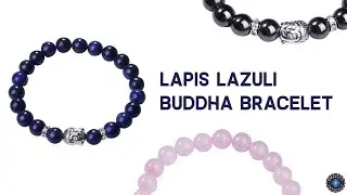 Lapis Lazuli Buddha Bracelet: Silver Plated with Crystal Stud Spacer
