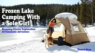 Frozen Lake Camping With a Solo Girl &ndash; Stunning Glacier Exploration | AI Cinematic Adventure