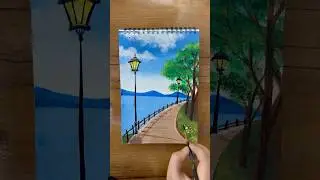 Beautiful street light scenery painting #art #scenery #painting #drawing #shorts