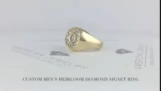 American Jewelry - Custom Men's Gold & Heirloom Diamond Signet Ring