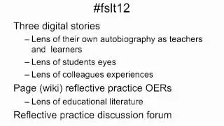 Marion Waite talks to #fslt12 about reflective practice