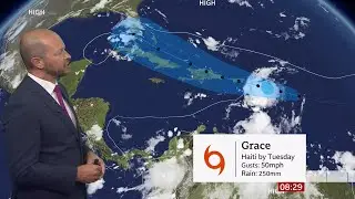Weather Events 2021 - Tropical Storm Grace (Caribbean) - BBC weather - 15th August 2021