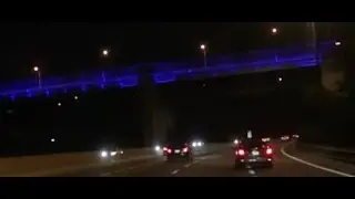 Bloor Street Viaduct illuminated for Pan Am Games Toronto July 2015