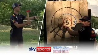 Max Verstappen VS Daniel Ricciardo axe throwing challenge