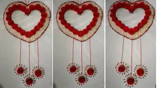 wow so beautiful 😍❤️ Matchsticks wall hanging craft design ✨ || very easy Matchsticks craft design 🩷