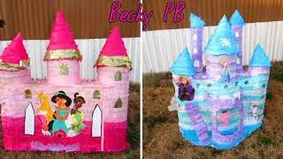 castillo de princesas en piñata! no te pierdass 2 hermosos castillos de princesas y de frozen