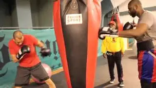 INSIDE KLITSCHKO TRAINING CAMP (AUSTRIA) - HEAVYWEIGHT RICHARD TOWERS SMASHES THE HEAVY BAG