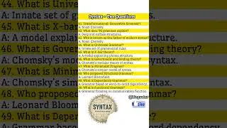 👉 Syntax Quiz &ndash; Theories & Linguists | One-Liner Grammar Questions