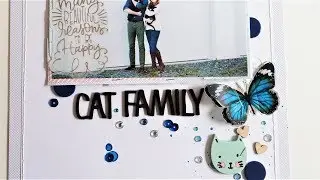 Cat Family Scrapbook Layout Process Video 8.5x11