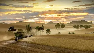 Farming Simulator 25. A Farm on the Palouse. Evening wheat harvest. FS25