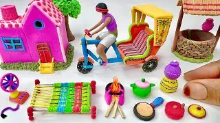 DIY How to make polymer clay miniature house, Raksha, Kitchen set, Water well, Charpai #viralvideo