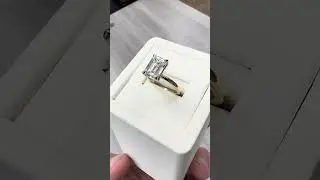 3.04ct Emerald Cut Lab Grown Diamond Ring in 14k Two-Tone Gold