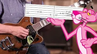 How to play the Pink Panther Theme on 1 Guitar with TAB