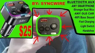 Как установить автомобильный зарядный адаптер Syncwire 54W Bluetooth 5.4 FM для старых автомобилей