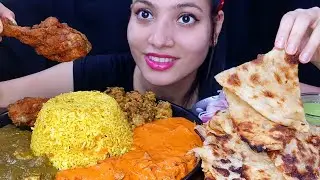 Eating Pulao, Butter 🍗 Chicken , Palak Paneer, Mix Veg, Tandoori Chicken, Butter Naan | Mukbang Asmr