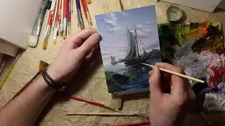 Best Oil Painting Method / PICTORIAL ART EASY / I draw the evening landscape. Artistic secrets!