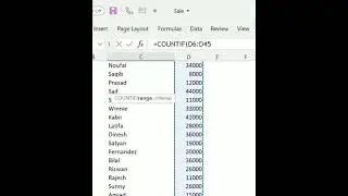 Excel # Count Employees with salary criteria