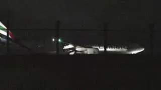 Emirates EK164 Dublin Airport to Dubai night takeoff during Storm Betty - Boeing 777 A6-ENC