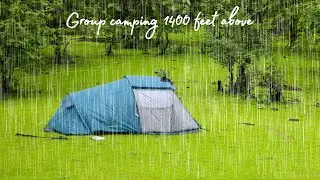 Group camping heavy rain and relaxing ASMR Sound...