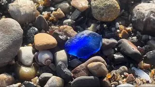 Exploring Pirates Cove and found blue sea glass. #beach #SeaGlass #explore