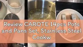 Review CAROTE 14pcs Pots and Pans Set, Stainless Steel Cookware Set Detachable Handle, Induction Kit