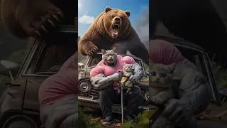 Epic Jungle Showdown! 🐾 Cats vs Giant Bear | Thrilling Survival Story #cat #bear #jungle #short