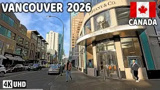 🇨🇦 【4K】☀️ Downtown Vancouver BC, Canada. January 2026. Relaxing Walk. Go Pro Hero 13.