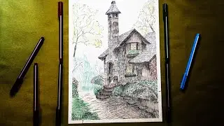 Drawing 🏡 with Fineliner pens 🎨 Chelegraphic