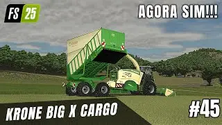 #45 Come&ccedil;ando Zero dia 73-74 | Testei a KRONE BIGX CARGO pra cortar a grama Farming Simulator 25