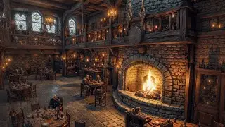 Medieval Tavern's Glowing Fireplace: A Traveler's Haven | Relaxing Celtic Music for Sleep, Work