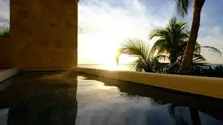 Sunrise from the Sea Front Private Pool Suite at 5 star Coral TulumHotel, Tulum, Mexico.4K
