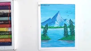 Peaceful Mountain Lake Landscape | Soft Pastel Drawing Step by Step