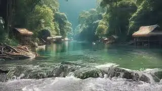 Embrace Stillness & Reduce Stress with Gentle Water Sounds from Forest Stream and Open Sky View