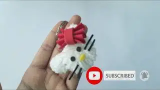 DIY Keychain /How to make cute hello kitty keychain /Woolen craft /Hello kitty keychain/Joselyn Arts