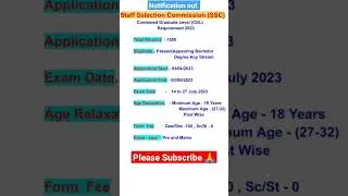 SSC CGL Notification out 2023 (Sarkari Naukri, sarkari result)#shorts #youtubeshorts #ssc #viral#cgl