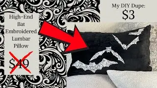 I MADE THIS POTTERY BARN DUPE OF BAT EMBROIDERED PILLOW FOR HALLOWEEN- EASY AND BEAUTIFUL!