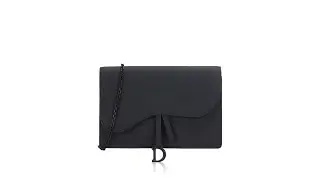 Christian Dior Ultra Matte Calfskin Saddle Chain Wallet Black
