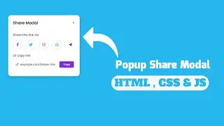 Popup Share Modal Design using HTML CSS & JS