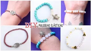 como hacer PULSERAS con tanza elástica⭐️perlas, cuentas de jade, cristales facetados,dijes🐢 Parte 2