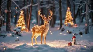 Elegant Christmas Tree and Glowing Reindeer | 4K TV Art Screensaver