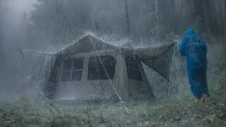 🏕️CAMPING IN THE HEAVY RAIN & THUNDERSTROM‼️SOLO CAMPING IN THE WATER OVERFLOWS DUE TO HEAVY RAIN⛈️