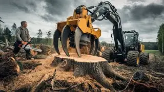 Big Chainsaw Fastest Tree Cutting Extremely Dangerous | Monster Tree Stump Destroyer Excavator