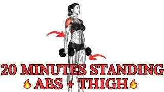 20 MIN STANDING ABS + THIGHS | Daily Routine | No Jumping, No Repeat, No Equipment