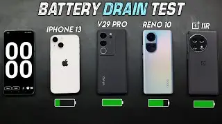 Vivo V29 Pro vs iPhone 13 vs OPPO Reno 10 vs OnePlus 11R Battery Drain Test!