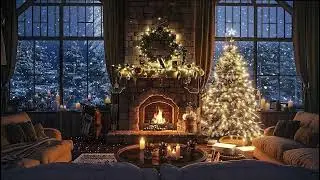 Christmas Piano by the Fireplace ❄️ Cozy Snowfall Ambience for Sleep, Study & Relaxation