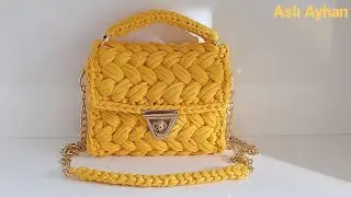 DIY/&Ccedil;ok Şık Ve Yapımıda &Ccedil;ok Kolay Olan Penye İp İle &Ouml;rg&uuml;den Fıstık &Ccedil;anta Tarifi❤️