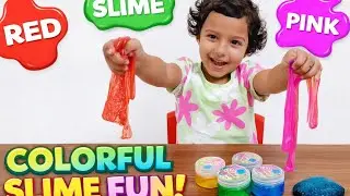 Rihana Playing with Colorful Slime | Red Blue Pink Slime Fun for Kids