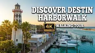 4K Destin FL Harborwalk Village Walking Tour.  Florida USA