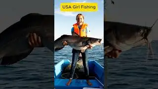 &ldquo;USA Girl Catches a Giant Catfish in the Ocean 🌊🐟