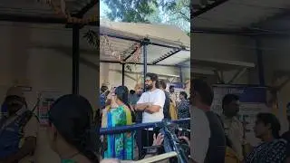 #alluarjun seen standing in a que to cast his #vote 😍 #telangana #election #shorts